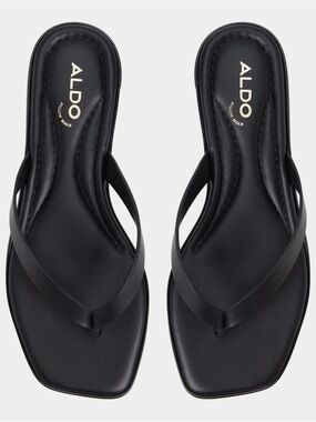 ALDO Black Square Toe Thong Sandals